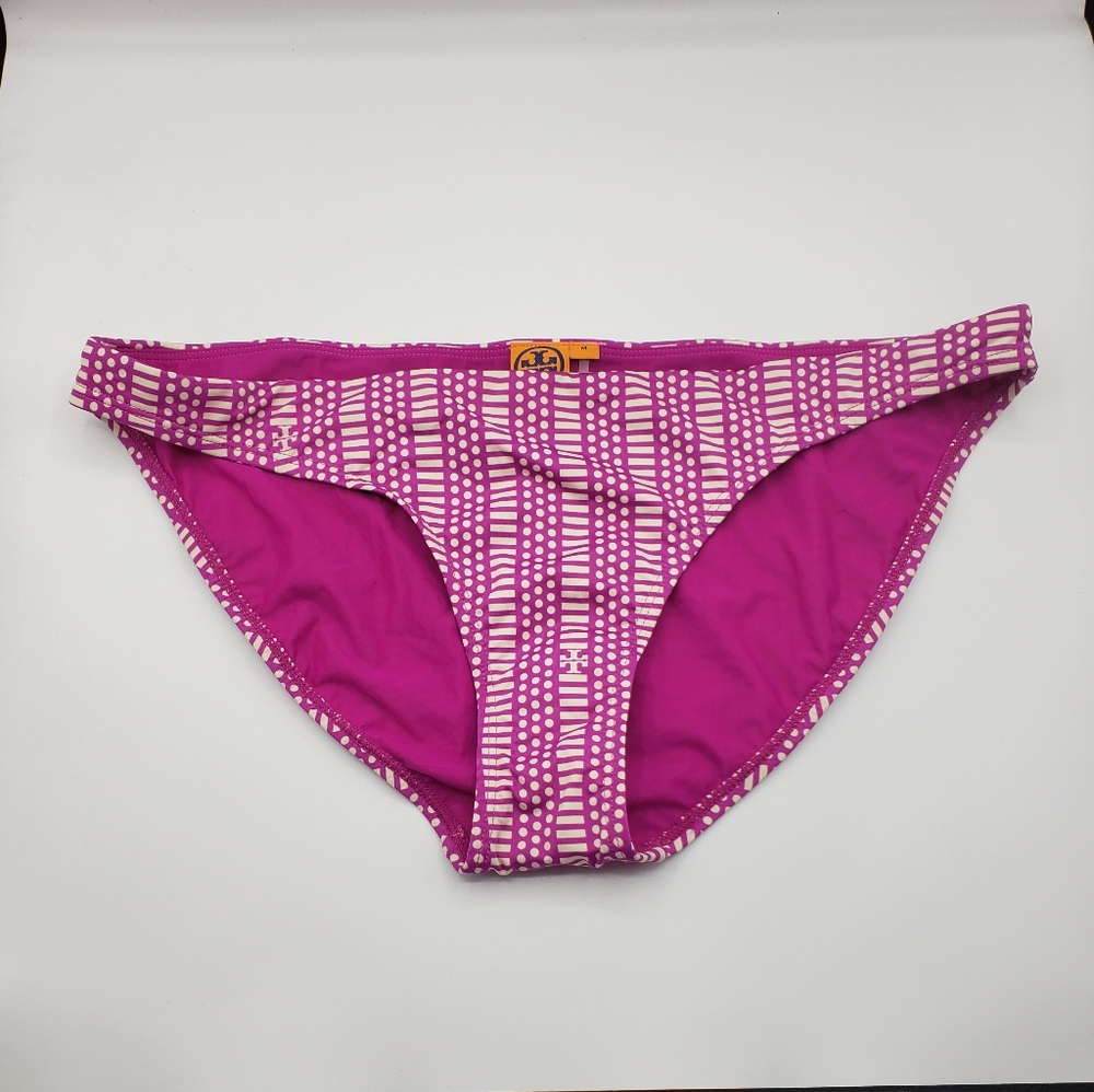 Tory Burch purple and taupe logo bikini bottom